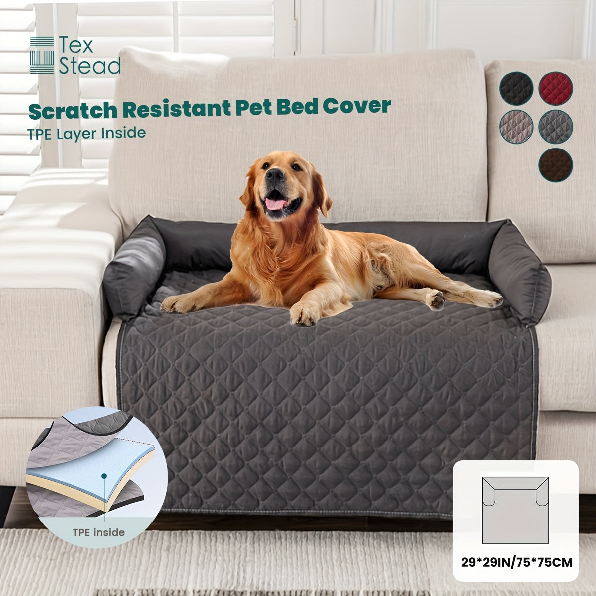 Pet Sofa Bed and Couch Protector with Bolster Cushions Washable Slip-Resistant Furniture Cover for Dogs and Cats – Soft Comfortable Pet Couch Cover with Raised Sides for Sofa Loveseat and Armchair
