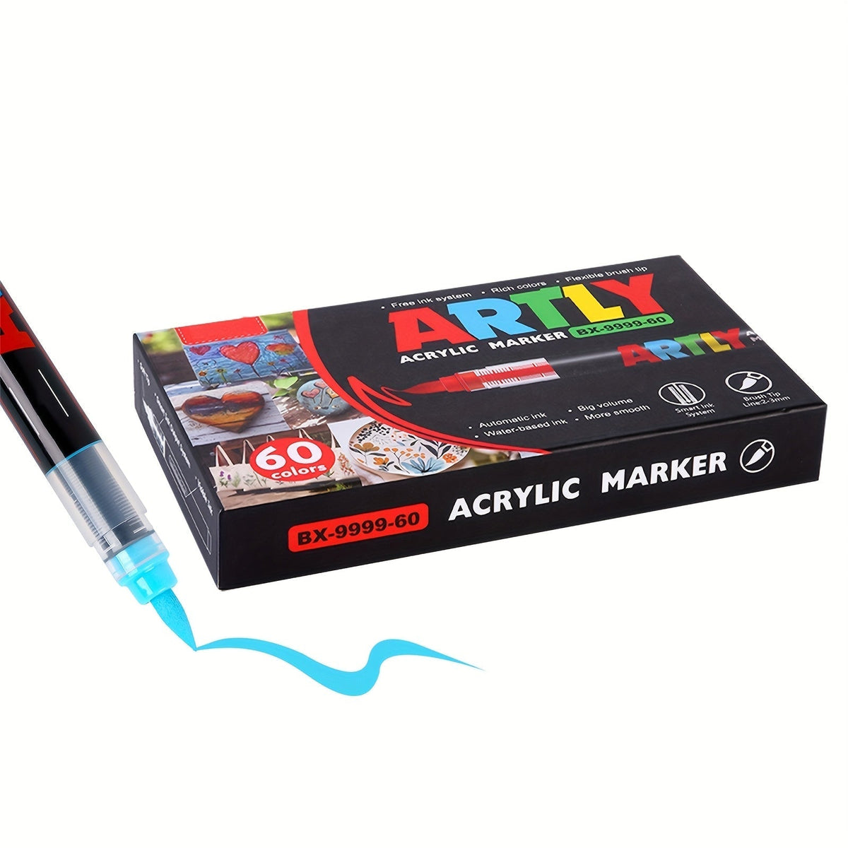Acrylic Paint Markers Brush Tip – 12/24/36/48/60/72/120/168 Colors for Rock, Metal, Glass, Wood, Canvas, Ceramic & Plastic, DIY Hand-Painting Art Supplies, Back to School Halloween Christmas Birthday Gift