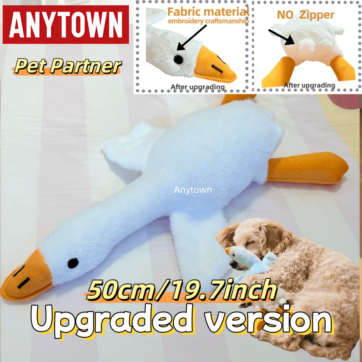 Tie-Dye Goose Plush Toy for Cats & Dogs - Colorful Soft Comfort Doll with Embroidered Eyes, Durable Pet Pillow Plushie for Cuddling & Play, Cute Cartoon Animal Gift for Dog & Cat Owners