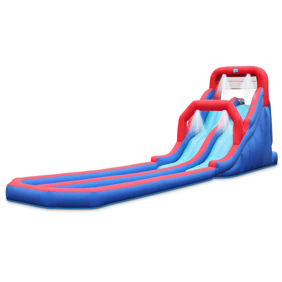 Inflatable Water Slide Park with Dual Racing Slides & Climbing Wall, Kids Backyard Water Park with Splash Pool, Puncture-Resistant Nylon, Holds Up to 350 lbs, Air Pump Included - Summer Outdoor Fun
