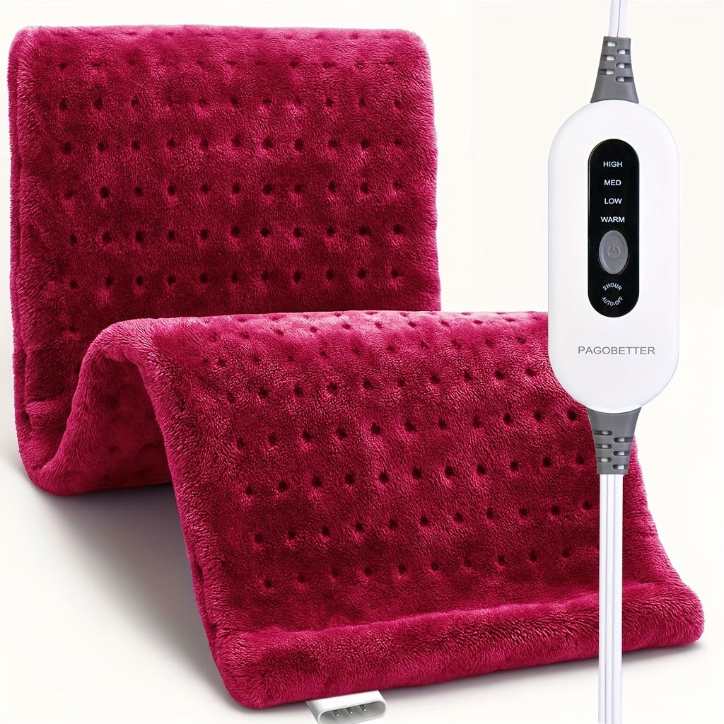 Electric Heating Pad for Back Pain Relief 12x24in – 130W Fast Heat to 150°F, 2X Thicker Plush Flannel, 4 Heat Settings, Auto Shut-Off, Machine Washable, Dry & Moist Heat Therapy for Neck Shoulders Abdomen Legs, Gift for Women Men Mom Dad