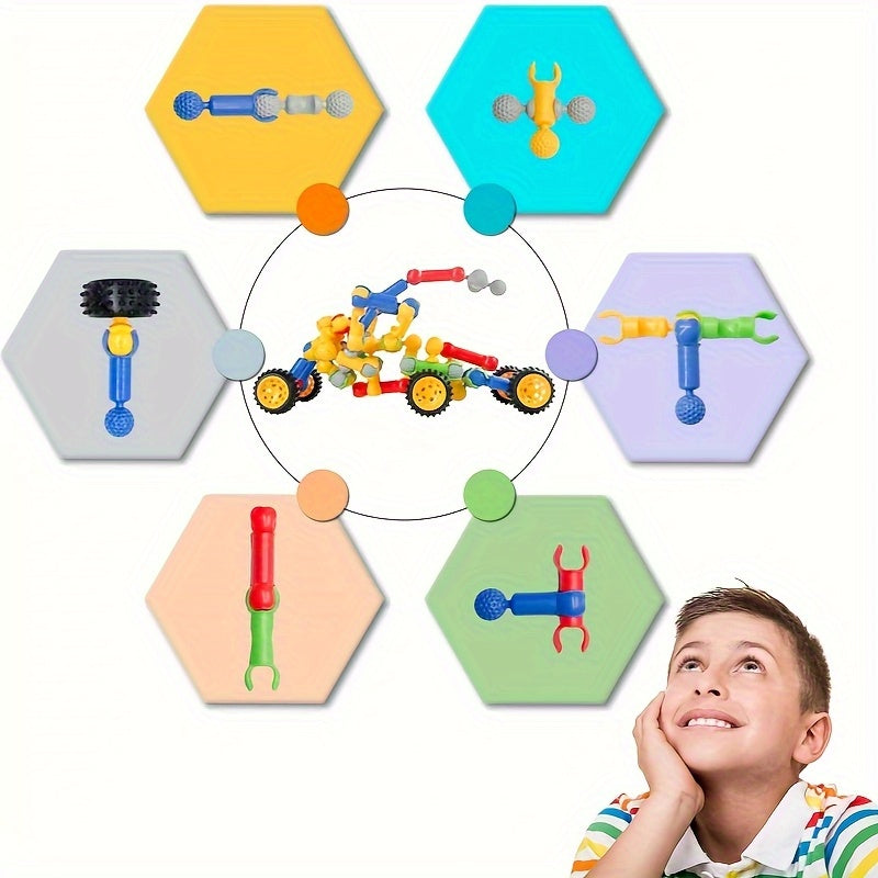 83 Piece STEM Building Blocks Toy for Kids Boys & Girls – Creative Educational Construction Set with Random Colors – Fun Engineering Brick Kit – Birthday & Christmas Gift for Children Ages 3-10