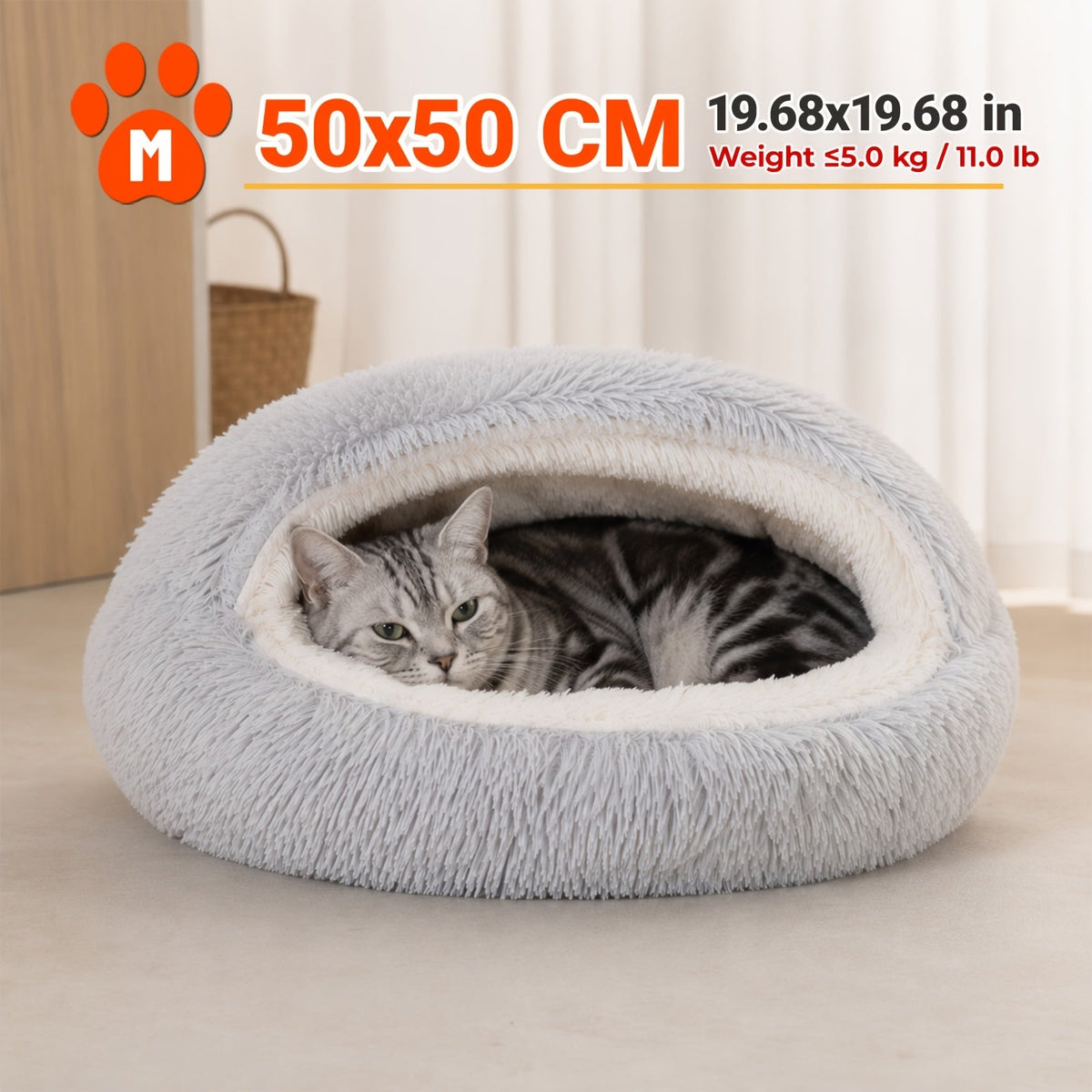 Shell Shaped Pet Bed Semi-Enclosed Warming Nest – Upgraded Thickened Version 2.0 with Soft PP Sponge & Oxford Fabric, Cozy Winter Dog House for Cats & Puppies, Small Medium Large Indoor Pet Cave Bed