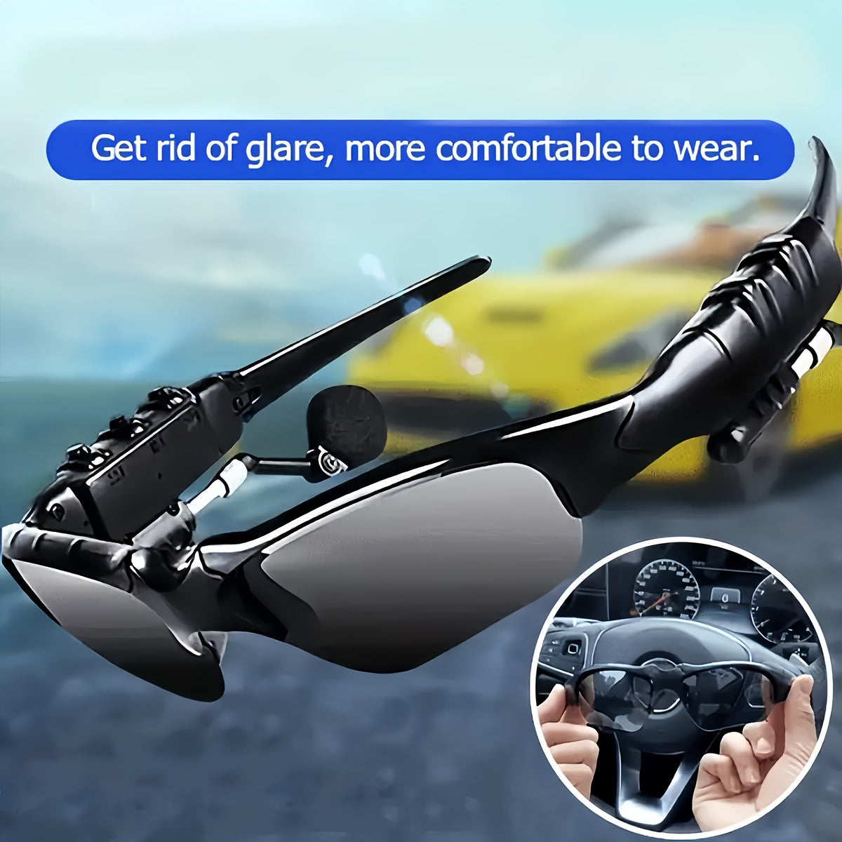 Smart Glasses with Built-In Bluetooth Wireless Earbuds – Stereo Sound, Hands-Free Calls, Glare-Resistant Lenses, Stylish Audio Sunglasses for Music, Driving, Sports & Outdoor Activities, Gift for Couples