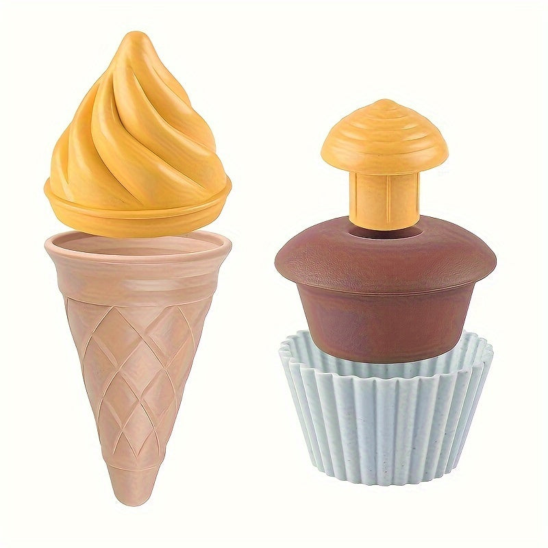Ice Cream Toy Set 7 Piece with Sand Digging Tools Scoop Cone Pretend Play Outdoor Beach Sandbox Toy for Toddlers Kids Summer Gift Party Favor