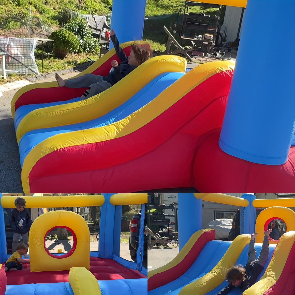Inflatable Bounce House with Obstacle Course for Kids 3-12, 18x8.2Ft Blow Up Jumping Castle with 680W Blower, Dual Crawl Tunnels, Large Slide & Climbing Wall - Outdoor Backyard Birthday Party Bouncer