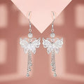 S925 Sterling Silver Butterfly Earrings with Long Tassels – Elegant Vintage Drop Earrings for Women, Nature-Inspired Graceful Movement, Perfect Gift for Weddings, Everyday Wear & Friends