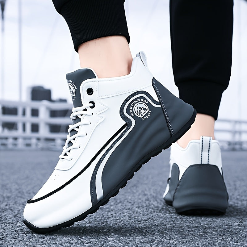 Men's Arch Support Anti-Slip Running Shoes – Lightweight Breathable Tennis Walking Gym Shoes, Corrective Sports Sneakers, White Blue & White Grey, Sizes US 7–12.5