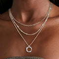 925 Sterling Silver Multi-Layer Necklace with Round Pendant – Trendy Stacking Design for Women & Girls, Elegant Layered Jewelry for Party, Vacation & Gift