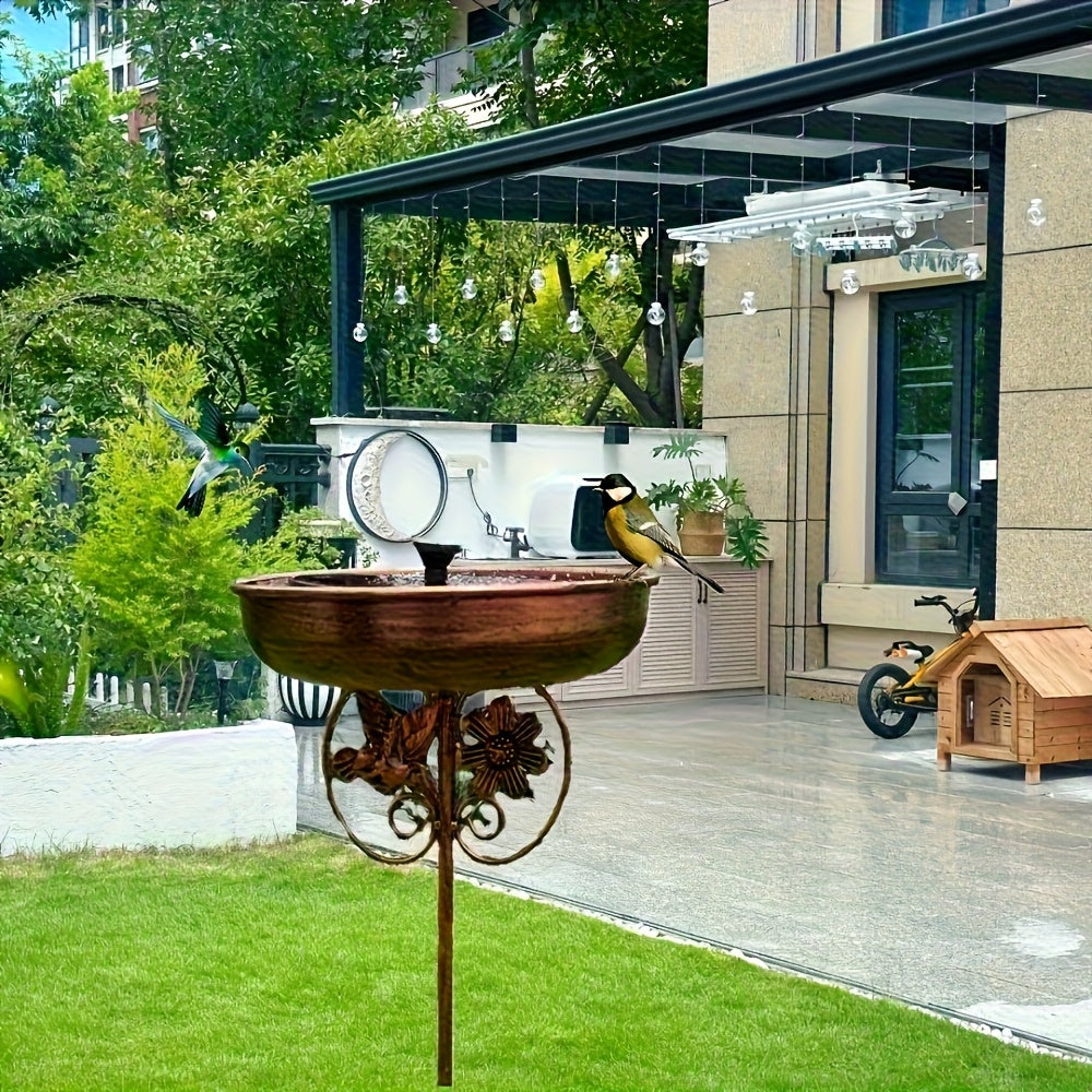 Metal Outdoor Bird Bath & Feeder Set with Sunflower Design – 5-Claw Base Column, Weather-Resistant Garden Decor for Backyard, Courtyard & Terrace, Attracts Wild Birds
