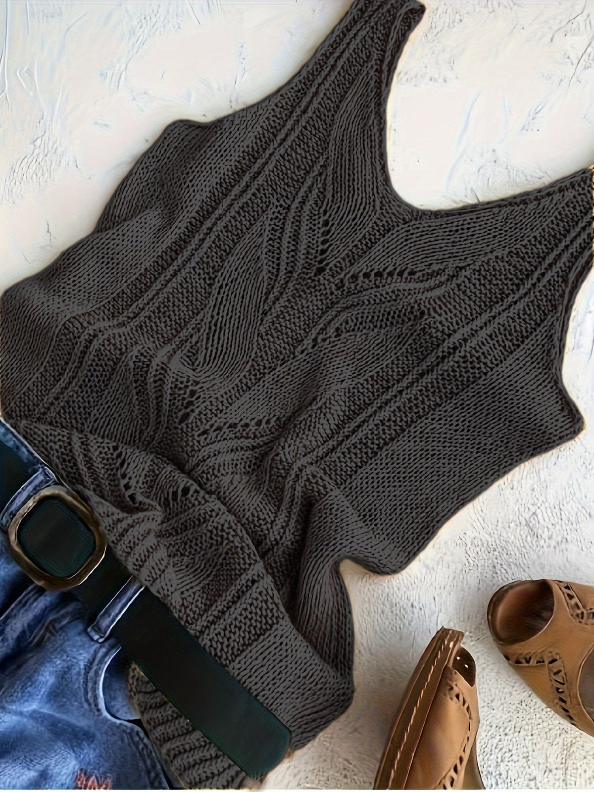 Women's V-Neck Knitted Tank Top – Elegant Sleeveless Solid Color 100% Acrylic Knit Vest for Summer, Available in 15 Colors