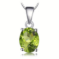 925 Sterling Silver Natural Gemstone Oval Cut Pendant Necklace for Women – Amethyst Citrine Garnet Peridot Topaz Multi-Faceted Fine Jewelry, Elegant Dating Daily Gift for Girls