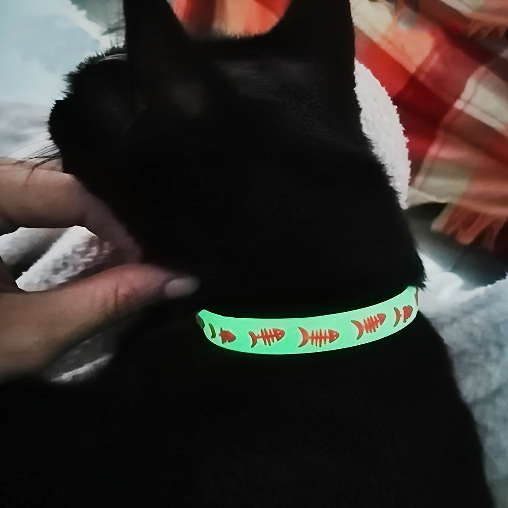 4-Pack Glow in the Dark Cat Collar with Bell Night Safety Reflective Glowing Collars for Outdoor Cats Blacklight Reactive Mixed Colors One Size Fits Most