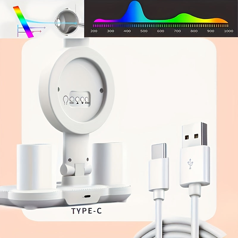 Smart Touch LED Desk Lamp with USB Port Dual-Head Dimmable Color-Changing Reading Light with Built-In Fan and Night Light Eye-Friendly for Home Office Dorm Study No Battery Required