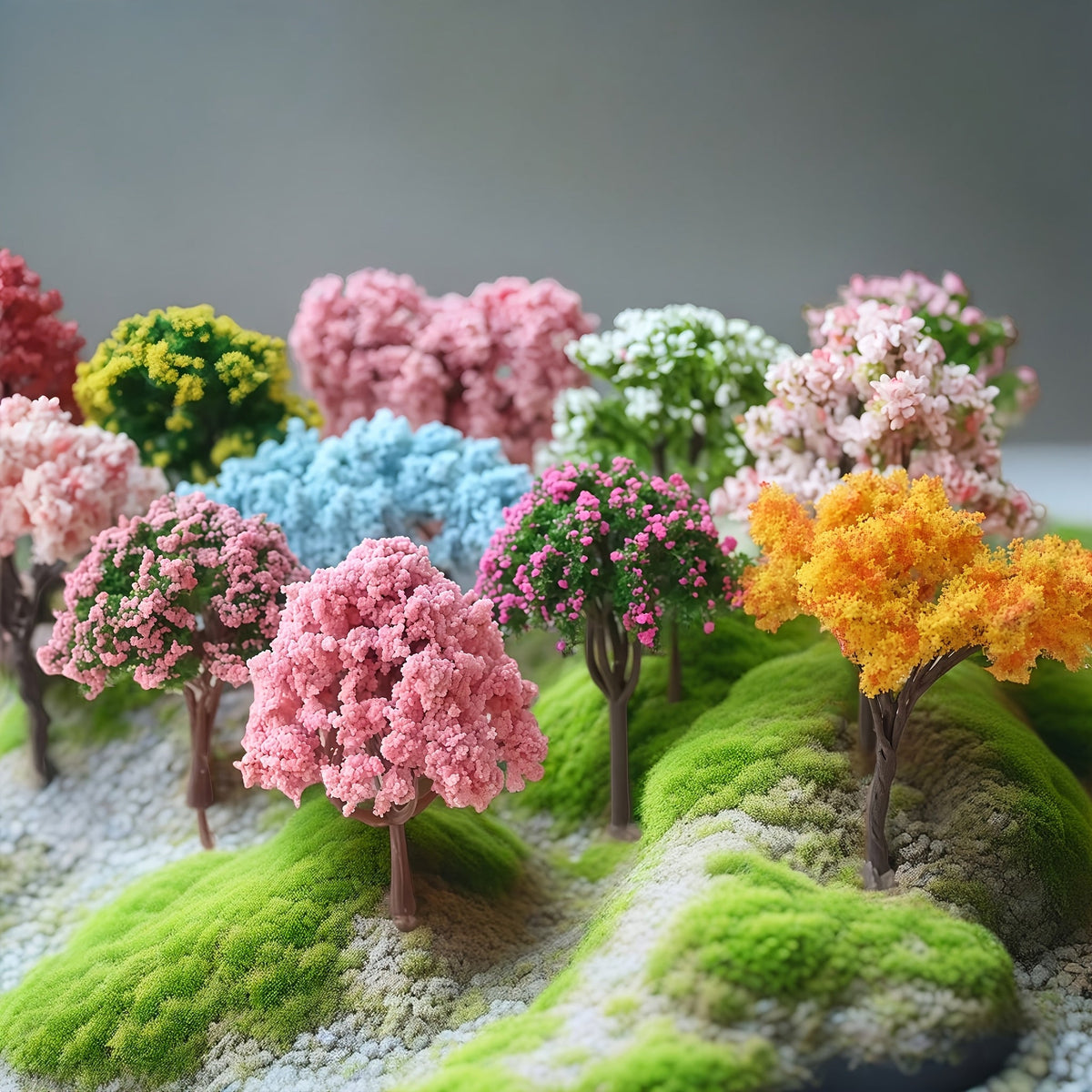 Micro Landscape Simulation Trees 6 Pack - PVC Artificial Miniature Tree Ornaments in Random Colors and Styles for Aquariums, Gardens, Terrariums, and Glass Container Decorations