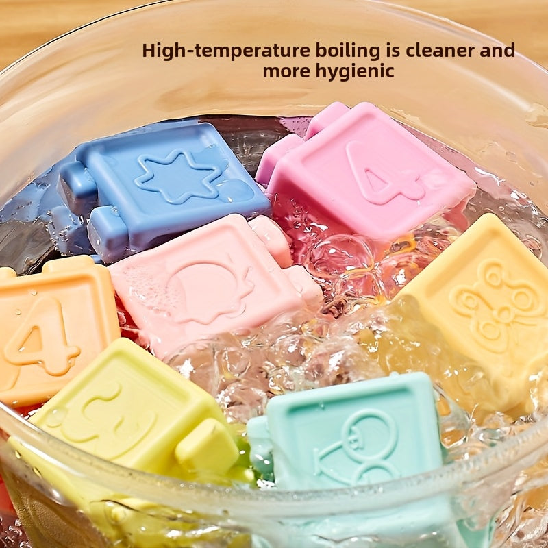 Soft Rubber Baby Building Blocks for Infants & Toddlers – Chewable BPA-Free Sensory Stacking Toy for Grasping & Cognitive Development – 16, 24 or 48 Pieces – Ages 0-6 Months, 6-12 Months & 1-2 Years