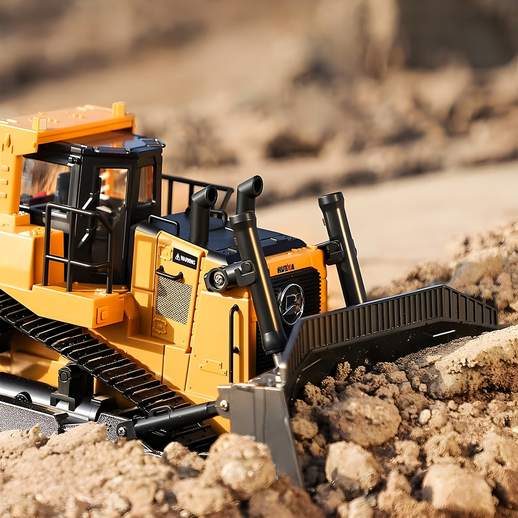 RC Bulldozer Remote Control Construction Vehicle 1:16 Scale 2.4GHz 11 Channel Front Loader Dozer Toy for Kids 8+ Outdoor Sand Climbing Truck Holiday Gift Yellow