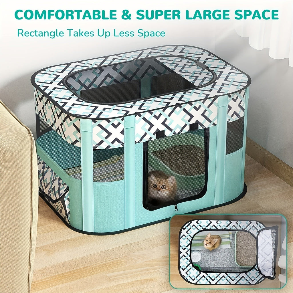 Foldable Pet Playpen with Storage Bag – Portable Indoor Outdoor Dog Cat Exercise Kennel & Puppy Kitten Playpen, 4 Sizes M/L/XL/XXL for Cats Dogs Rabbits, Travel & Camping Ready