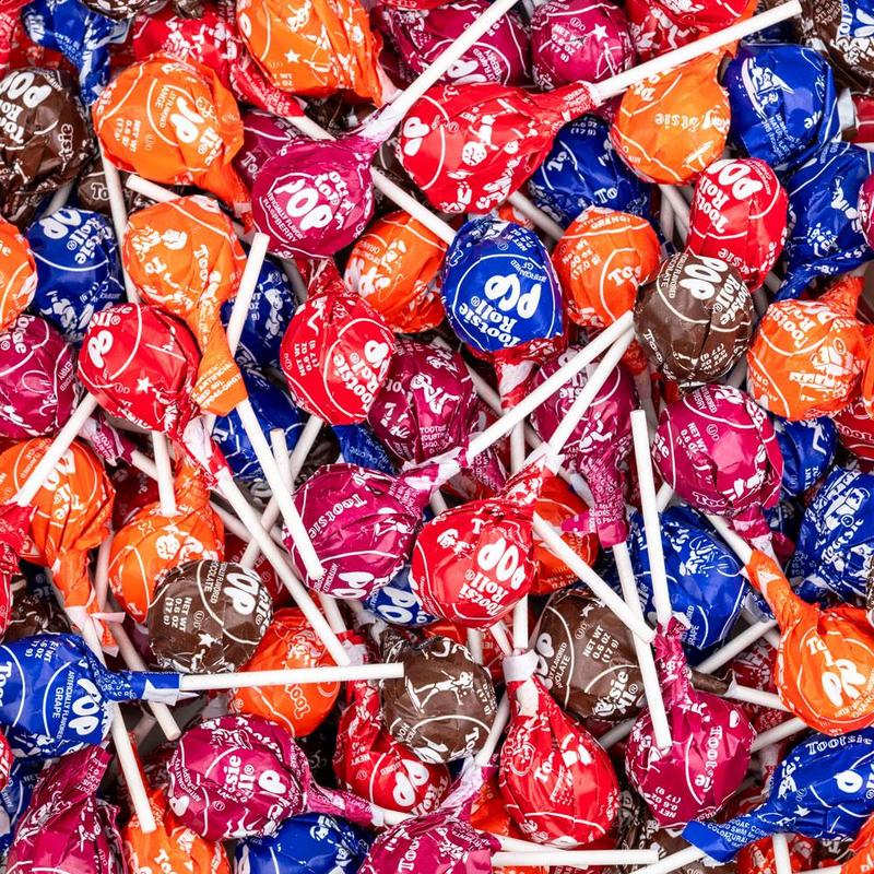 Tootsie Pops Assorted Flavors Lollipops 1 lb Bulk Bag 24 Count - Hard Candy with Chewy Chocolate Tootsie Center, Gluten Free Party Candy