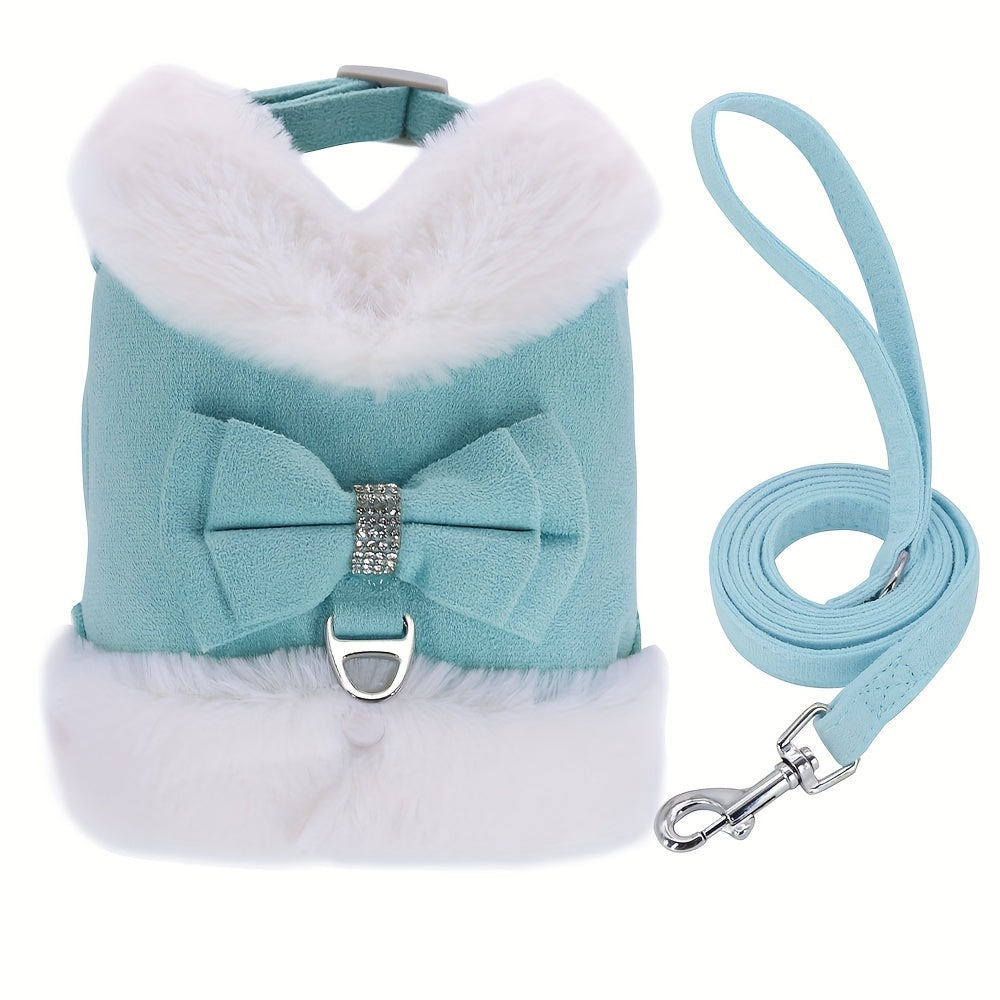 Small Dog Harness and Leash Set Soft Warm Winter Vest Harness for Small Dogs Cats Chihuahua Yorkie – Padded No-Pull Puppy Harness with Quick Release Buckle Dog Clothes Vest for Outdoor Walking