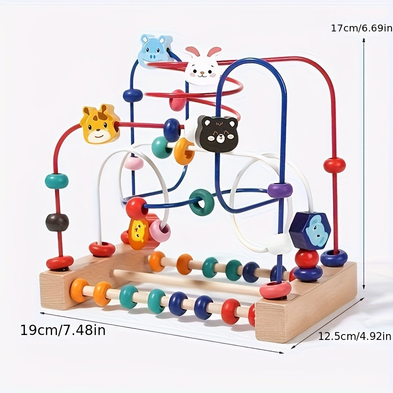 Baby Bead Maze Animal Roller Coaster Toy – Smart Animals Orbiting Bead Wire Puzzle for Infants & Toddlers | Early Education Fine Motor Skills & Sensory Development Toy for Ages 1-3