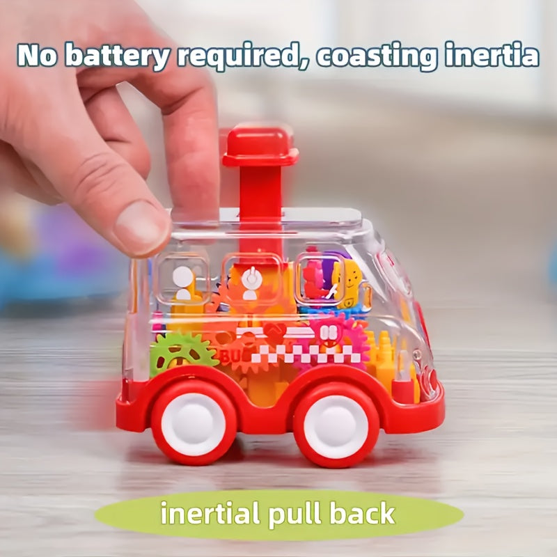 Transparent Gear Pull Back Toy Car for Kids – Educational See-Through Engine Car Model for Boys & Girls | Birthday Christmas Halloween Gift, Available in Yellow, Blue & Red