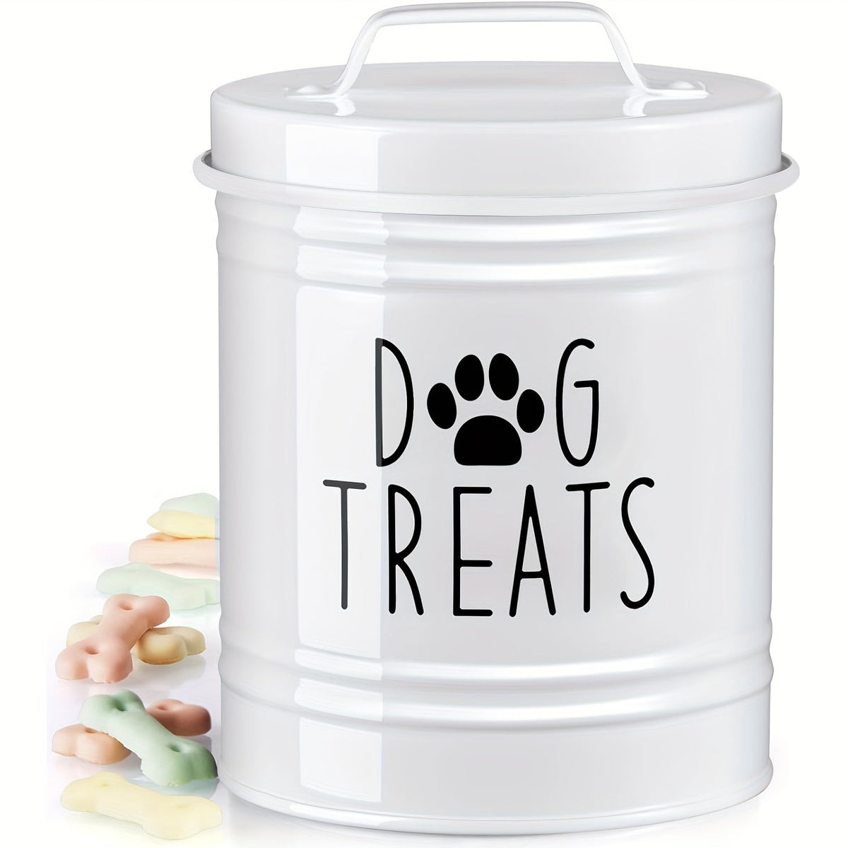 Pet Food Storage Container with Lid - Moisture-Proof Iron Dog Food Bucket Country Farmhouse Style Airtight Dry Food Keeper for Dogs Cats Black White Kitchen Pet Organizer Gift