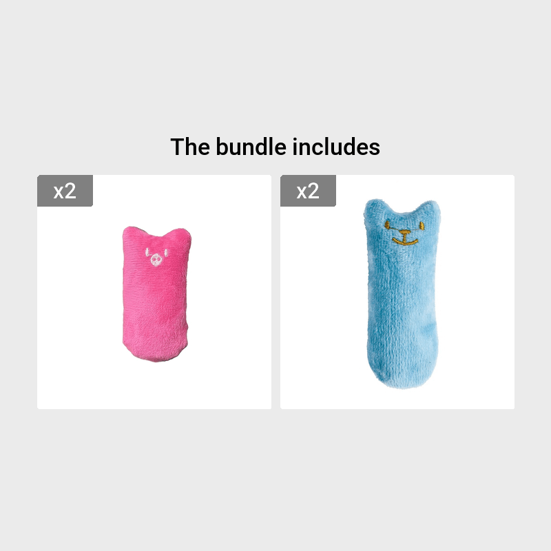 Cat Squeaky Plush Pillow Teaser Toy - Interactive Cat Design Stuffed Kicker Toy with Squeaker for Cats Kittens Solo Play Boredom Buster No Battery 6 Colors Green Yellow Pink Blue Coffee