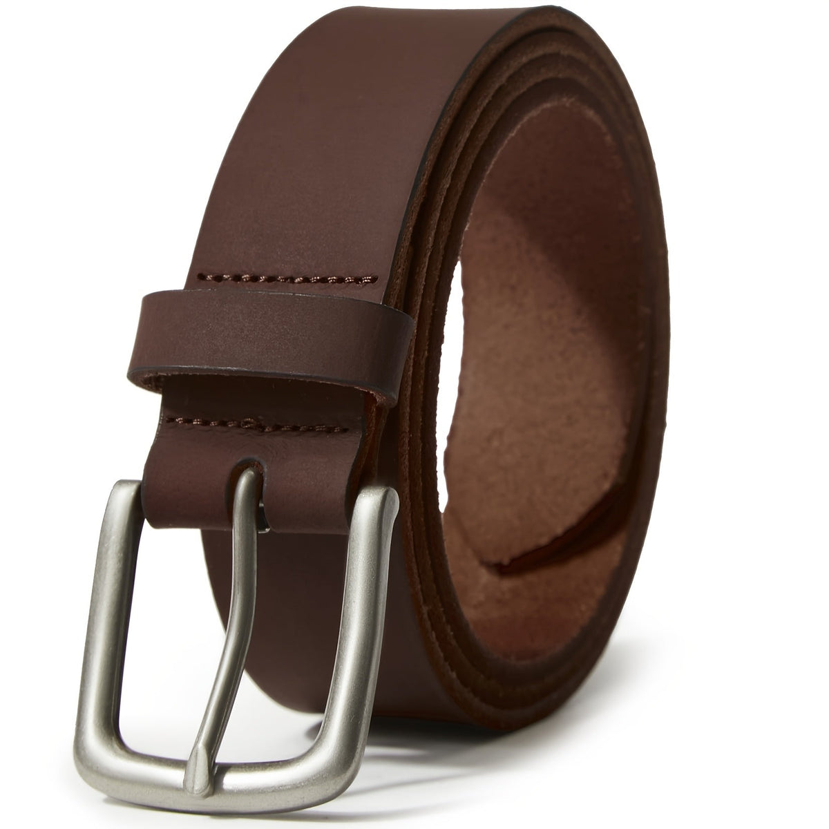 Men's Full Grain Leather Belt with Gift Box - Handmade Casual Everyday Jeans Belt with Stainless Steel Buckle, Durable Black & Brown Dress Belt for Men, Sizes 30-52, Perfect Gift for Him