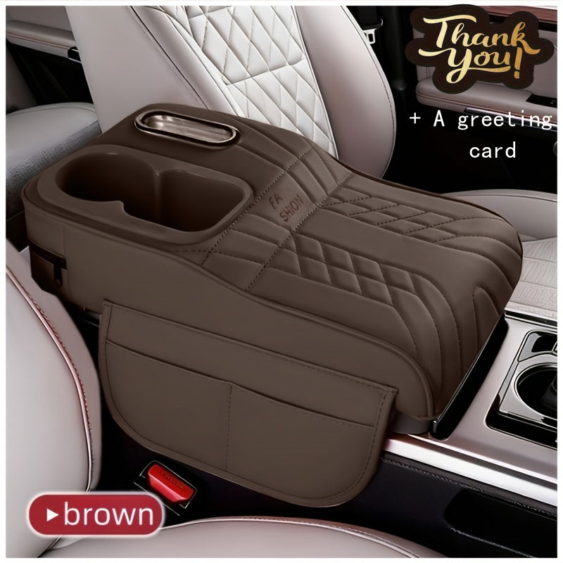 Car Center Console Tray Organizer with Raised Design Tissue Box Cup Holder Non-Slip Storage Mat Black Orange Red Brown Beige