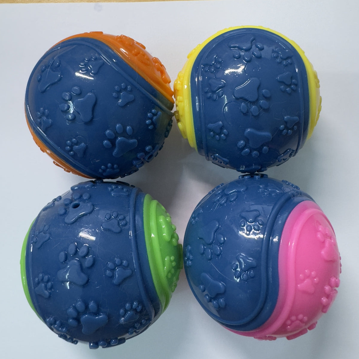 Squeaky Dog Balls 4 Pack - Durable Non-Toxic Rubber Chew Toys for Teething Puppies & Power Chewers, Teeth Cleaning Interactive Fetch Ball Toys for All Breeds & Sizes, Assorted Colors