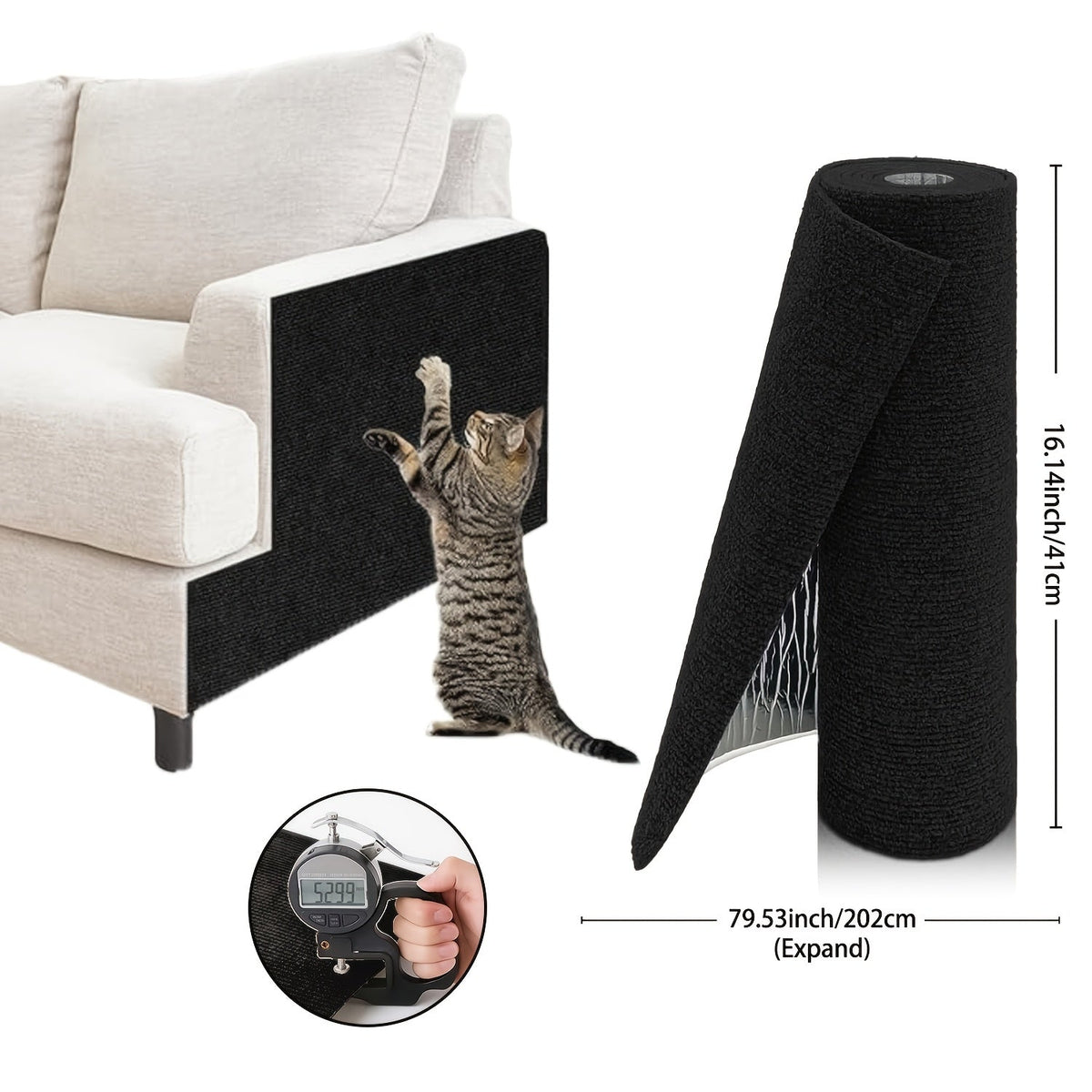 Cat Scratch Furniture Protectors Self-Adhesive - Trimmable Sofa & Wall Scratch Guards, Durable Cat Scratching Deterrent Pads for Couch, Chair, Door Frame