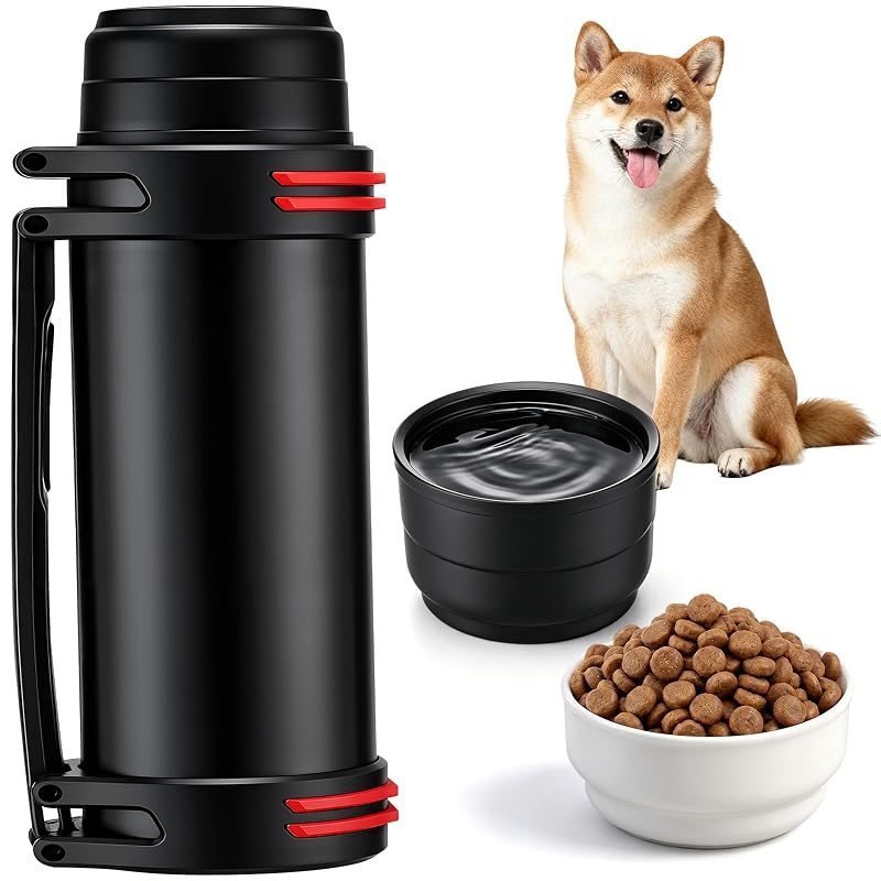 Large Dog Water Bottle 67oz Insulated Stainless Steel – Portable Travel Pet Drinker with Detachable Bowl Lid for Walking, Hiking & Camping, Leak-Proof for All Dog Sizes