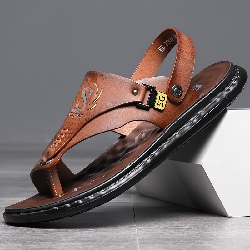 Men's Hiking Sandals with Arch Support – Slip-On Sports Beach Walking Sandals, Lightweight Casual Outdoor Shoes, Black Grey Brown, Sizes US 7–13.5, All Season Comfort