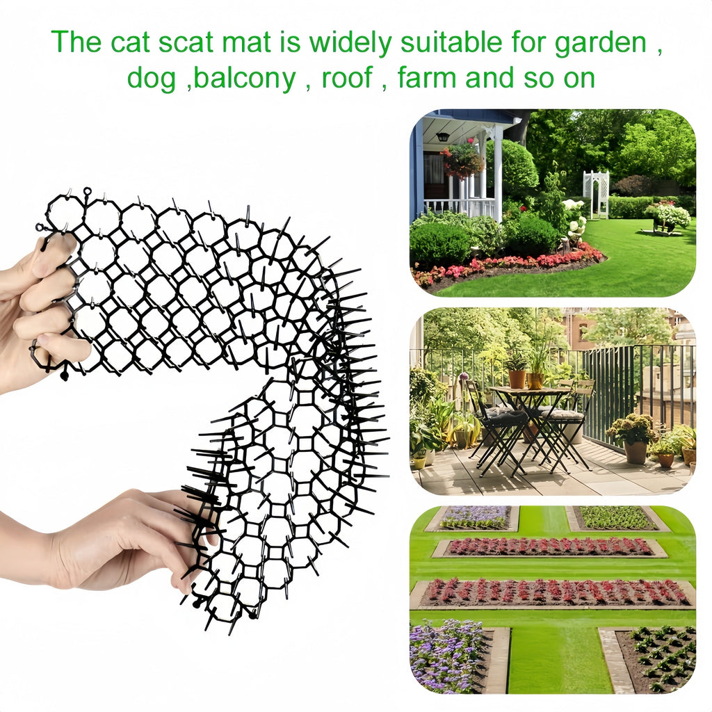 6-Pack Garden Cat Deterrent Spike Mats – Plastic Spiked Strips to Keep Cats & Dogs Out of Garden Beds, Protect Plants from Digging, Humane Outdoor Pet Repellent Mats for Yard Lawn Flower Beds