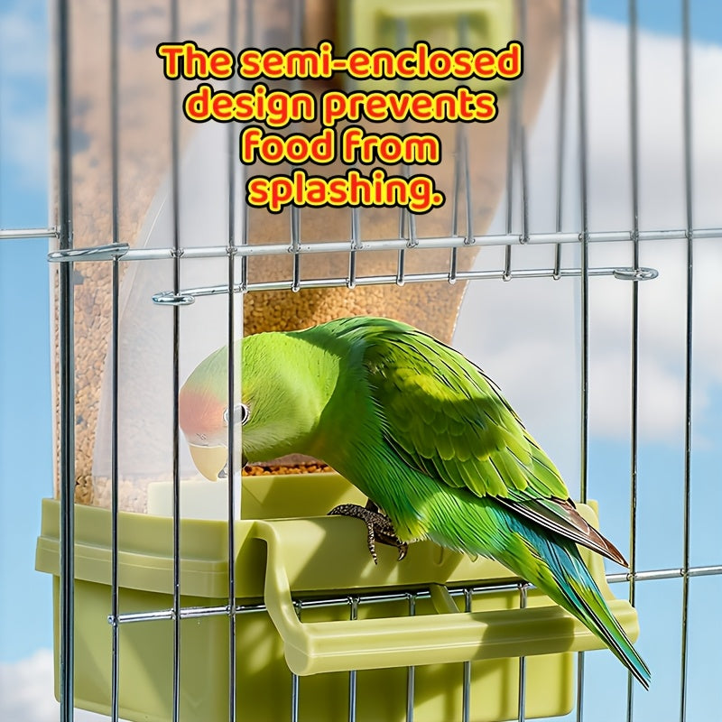 Parrot Automatic Feeder Anti-Spill Shell Separator Hanging Food Box for Cockatiels Budgies Parakeets – All-In-One No Battery Bird Feeder with Anti-Splash Guard 1pc
