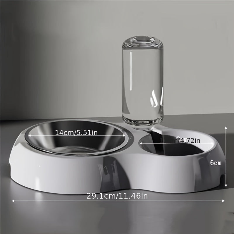 Tilted Anti-Slip Pet Feeder and Waterer Bowl Set - Ergonomic Tilt Design for Cats & Dogs, No Battery Required, Promotes Healthy Eating Posture, Easy-Clean Feeding & Drinking Station for Indoor Pets