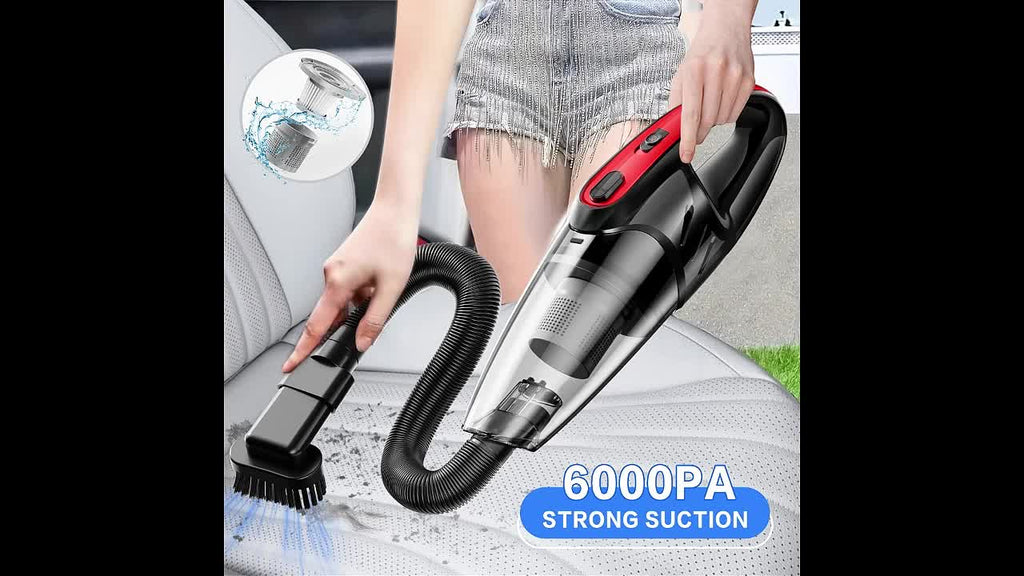 Cordless Car Vacuum Cleaner 6000PA High-Power Suction, 2000mAh Rechargeable Handheld Vacuum with 5 Accessories, Quiet Motor for Car Interior, Home & Pet Hair – Pink Women's Gift