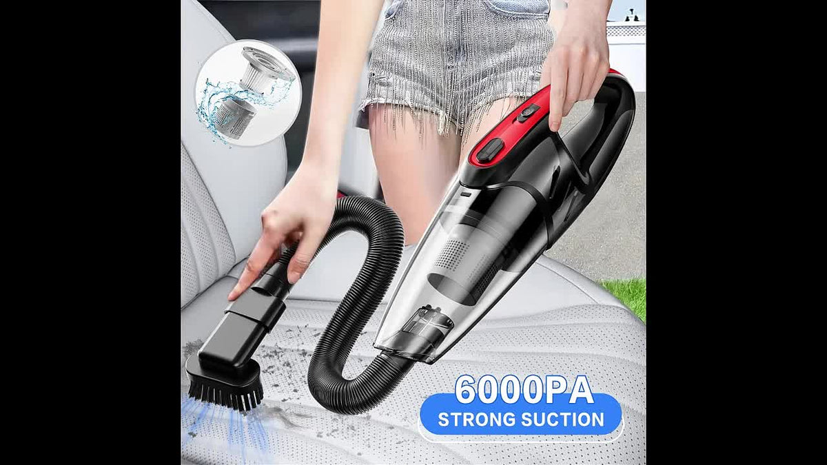 Cordless Car Vacuum Cleaner 6000PA High-Power Suction, 2000mAh Rechargeable Handheld Vacuum with 5 Accessories, Quiet Motor for Car Interior, Home & Pet Hair – Pink Women's Gift