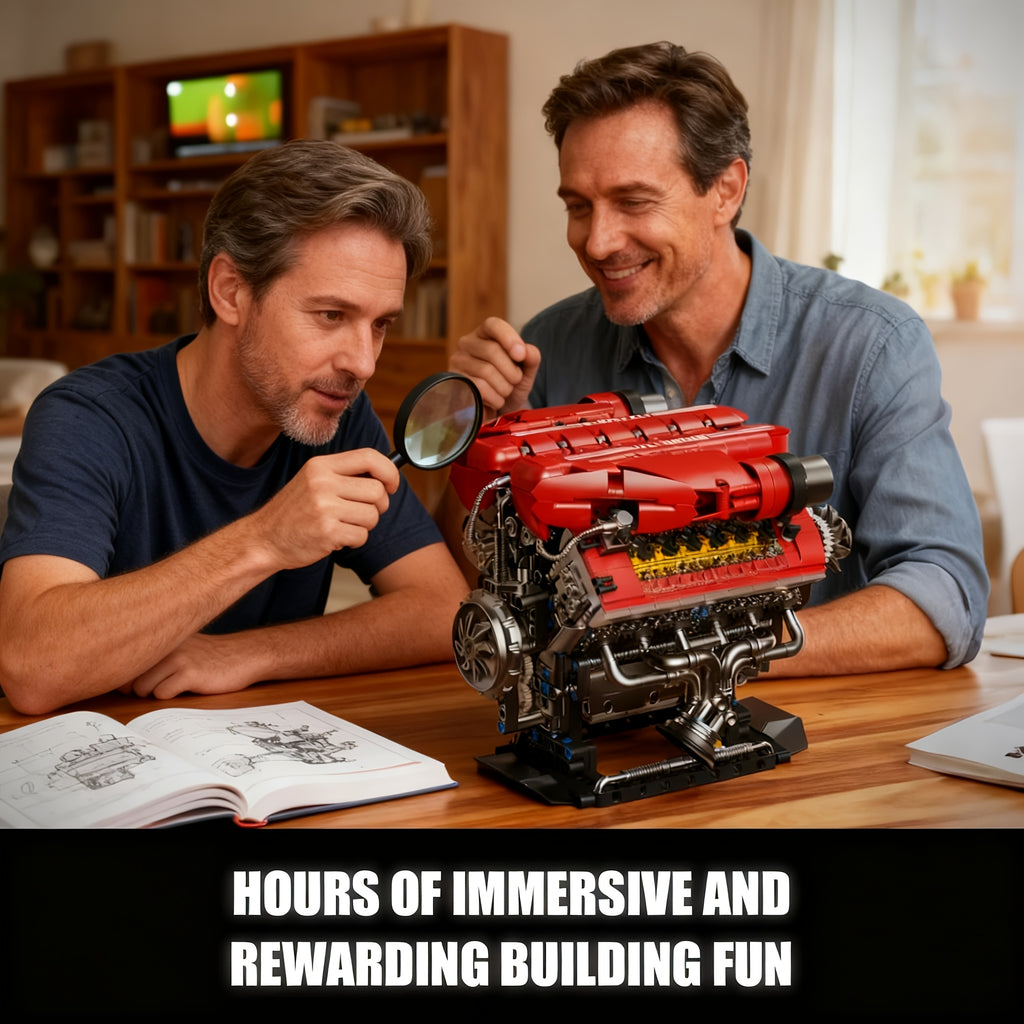 V12 Engine Model Kit That Runs 1607pcs – 12-Cylinder Sports Car Engine Building Set, Realistic Working V12 Engine Display Model, STEM Engineering Construction Toy, Educational Gift for Teens Adults Men Boys