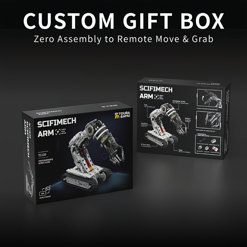 Robotic Arm Building Block Set 1468pcs Second Generation STEM Engineering Toy, DIY Mechanical Tech Robot Kit with Remote Control 8-Direction Gear Linkage Three-Claw Gripper for Kids Teens Adults