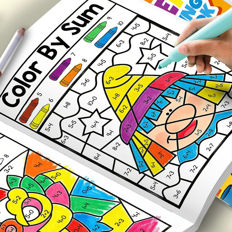 Color by Number Activity Book for Kids - Number Coloring Book with Addition & Subtraction Math Practice, Early Learning How to Draw Craft Kit, Fun Educational Workbook for Boys & Girls Ages 3-8