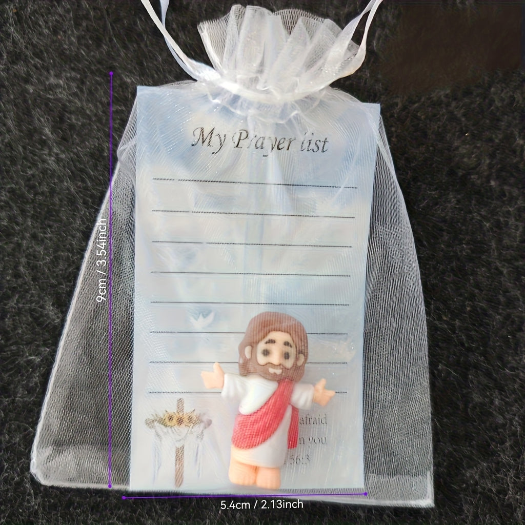 60pcs Christian Gift Set Jesus Figurine Statue with Inspirational Prayer Cards & Mesh Bags Bulk Religious Gifts for Church Easter Christmas Thanksgiving Sunday School – “My Lord My God My Savior”
