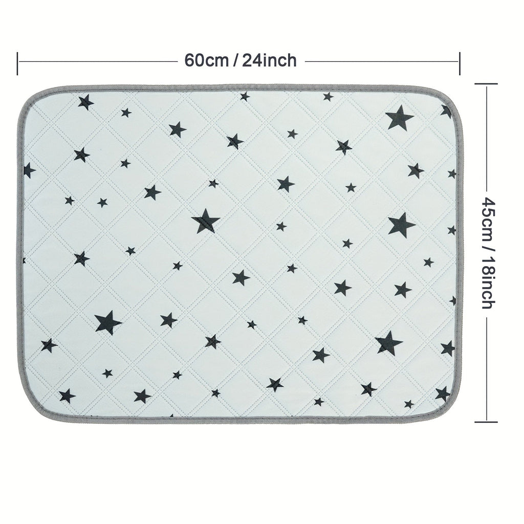 Washable Dog Pee Pad 2-Pack & 4-Pack, Star Print Leakproof Reusable Training Mat for Puppies & Cats, Absorbent Non-Slip Pet Urine Pad for Crate Sofa Car Seat, 24x18 Inch Puppy Potty Training Pad