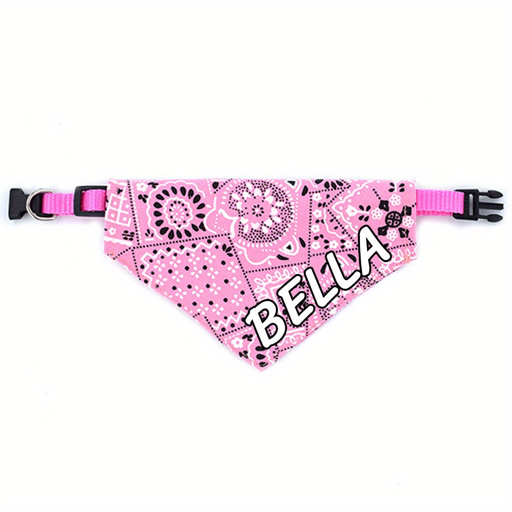 Personalized Dog Bandana Collar with Snap Closure - Adjustable Soft Polyester Pet Saliva Towel Necklace for Small Medium Large Dogs S M L 4 Colors Black Red Blue Pink Holiday Gift