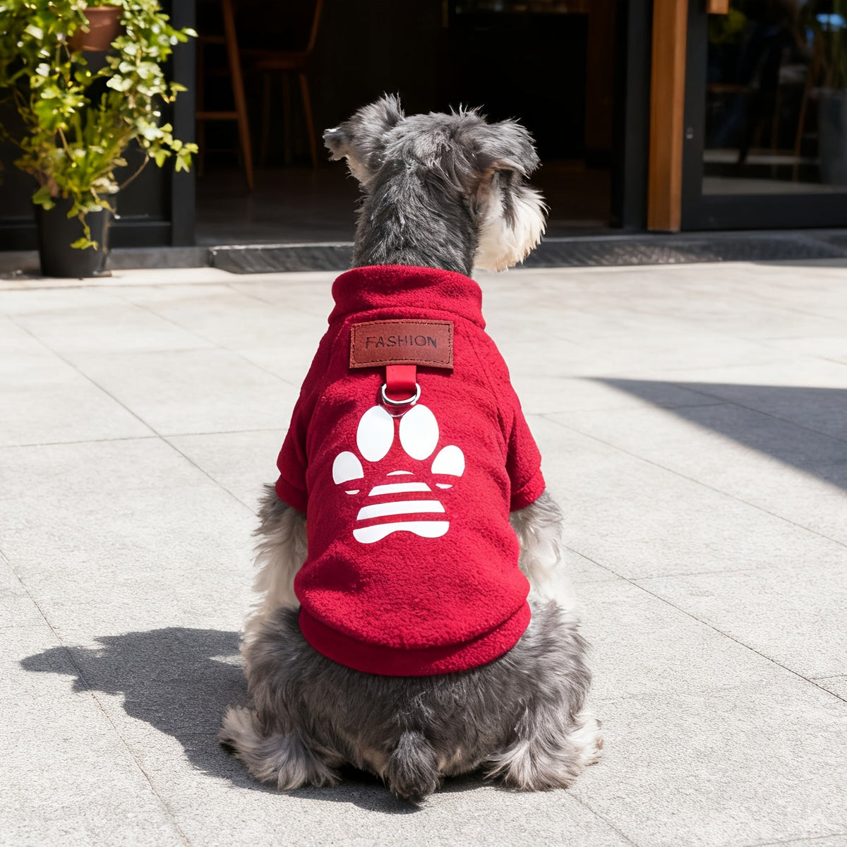 Dog Sweater for Small Medium Dogs & Cats - Soft Warm Paw Print Pullover Sweatshirt with Safety Leash Loop, Cozy Winter Puppy Coat Pet Clothes for Boy Girl Dogs, Cold Weather Pajama Jacket