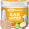 Dog Ear Cleaner Wipes with Finger Wipe Design - Soothing Deodorizing Itch Relief Coconut Scent Pet Ear Cleaning Wipes for All Dog Breed Sizes, Gentle and Easy to Use at Home