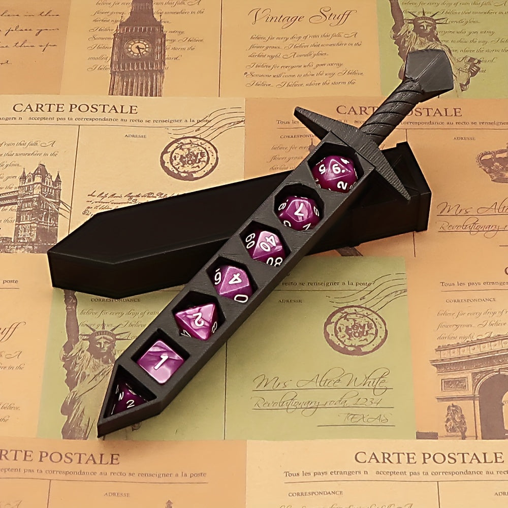 Dice Sword Set for DnD RPG Tabletop Games - Unique Novelty Dice Holder Sword Fits Standard 22mm Dice, Assorted Colors, Perfect Gift for Dungeon Masters, Collectors & Board Game Enthusiasts