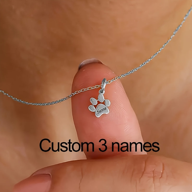 Custom Carved Dog Paw Print Necklace – 1 to 5 Paws Personalized Pet Commemorative Jewelry, Elegant Gift for Pet Lovers for Valentine’s Day, Christmas & All Seasons