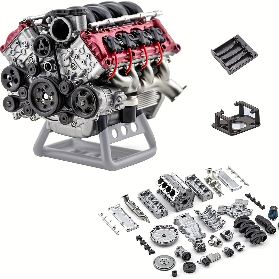 V8 Engine Model Kit for Adults 3D Printed Assembly Miniature Realistic Scale Simulation Engine STEM Project Display Model Gift for Car Enthusiasts Engineers